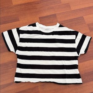 Zara Black and White Striped Kids Tee